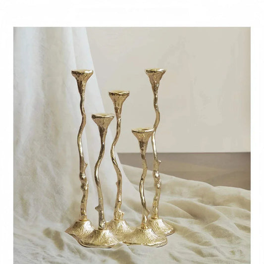 Elegant French vintage candelabra in solid aluminum with retro design for villa home decor
