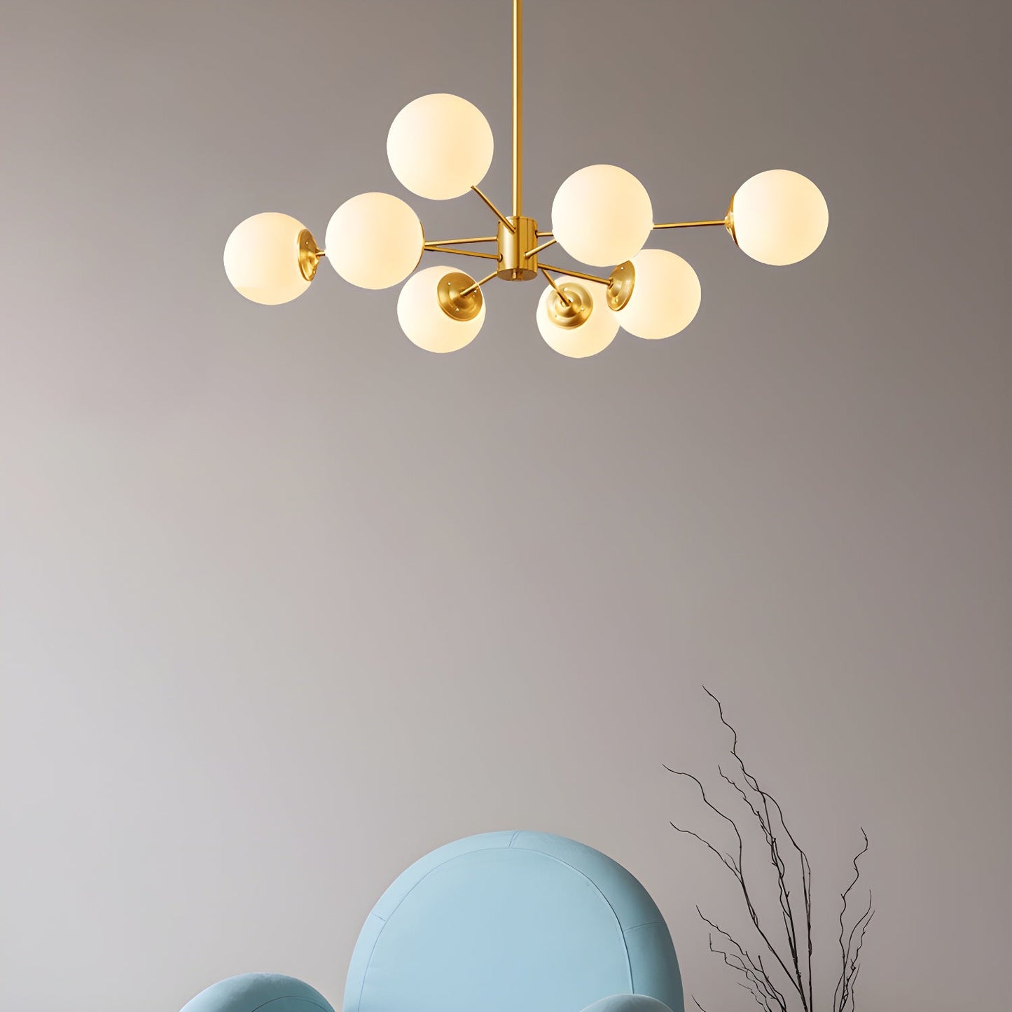 8-light globe pendant light with Sputnik design in a modern dining room setting - sparkledecor.com