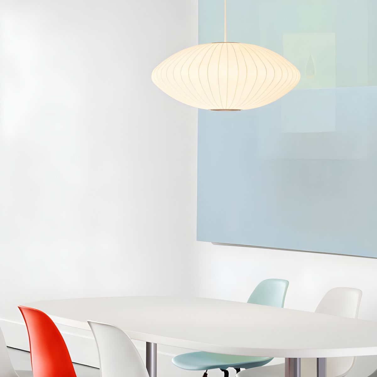 Minimalist Indoor Disk-Shaped Shade Silk Pendant Lighting