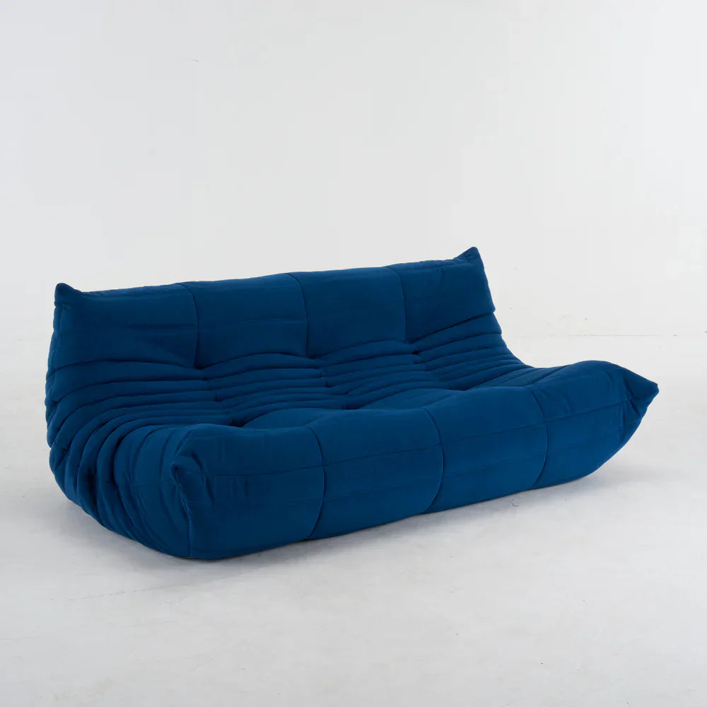 Togo Couch in orange corduroy, 3 seater sofa, vibrant and stylish design - sparkledecor.com