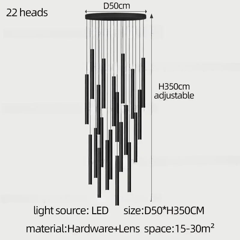 22 heads large Staircase Chandelier for hotel hall, villa - sparkledecor.com