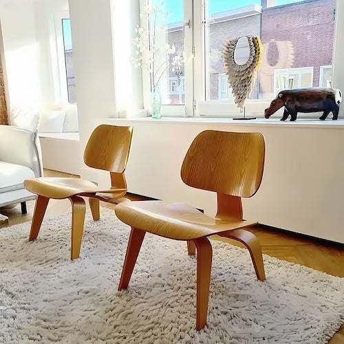 Lounge Chair - Eames Molded Plywood Timeless Log, Walnut, Black - sparkledecor.com