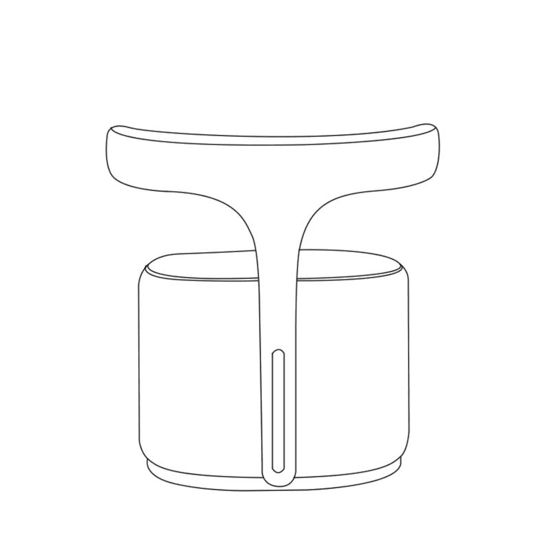 Minimalist accent chair for living room with rounded cushioned seat and curved backrest design