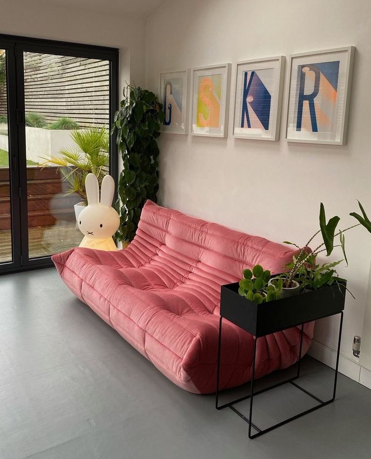 Togo Couch: Red, Black, Brown, Orange, Pink in Corduroy