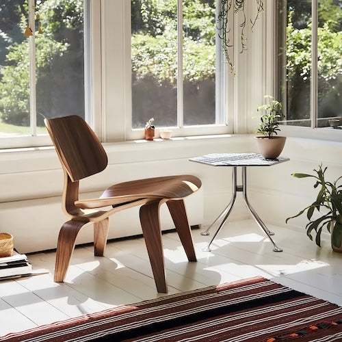Lounge Chair - Eames Molded Plywood Timeless Log, Walnut, Black - sparkledecor.com