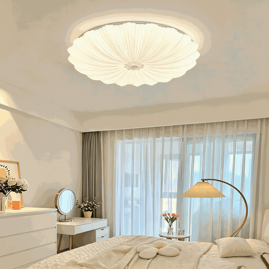 Cream French Light luxury flush mount ceiling lamp for modern bedroom and study decor