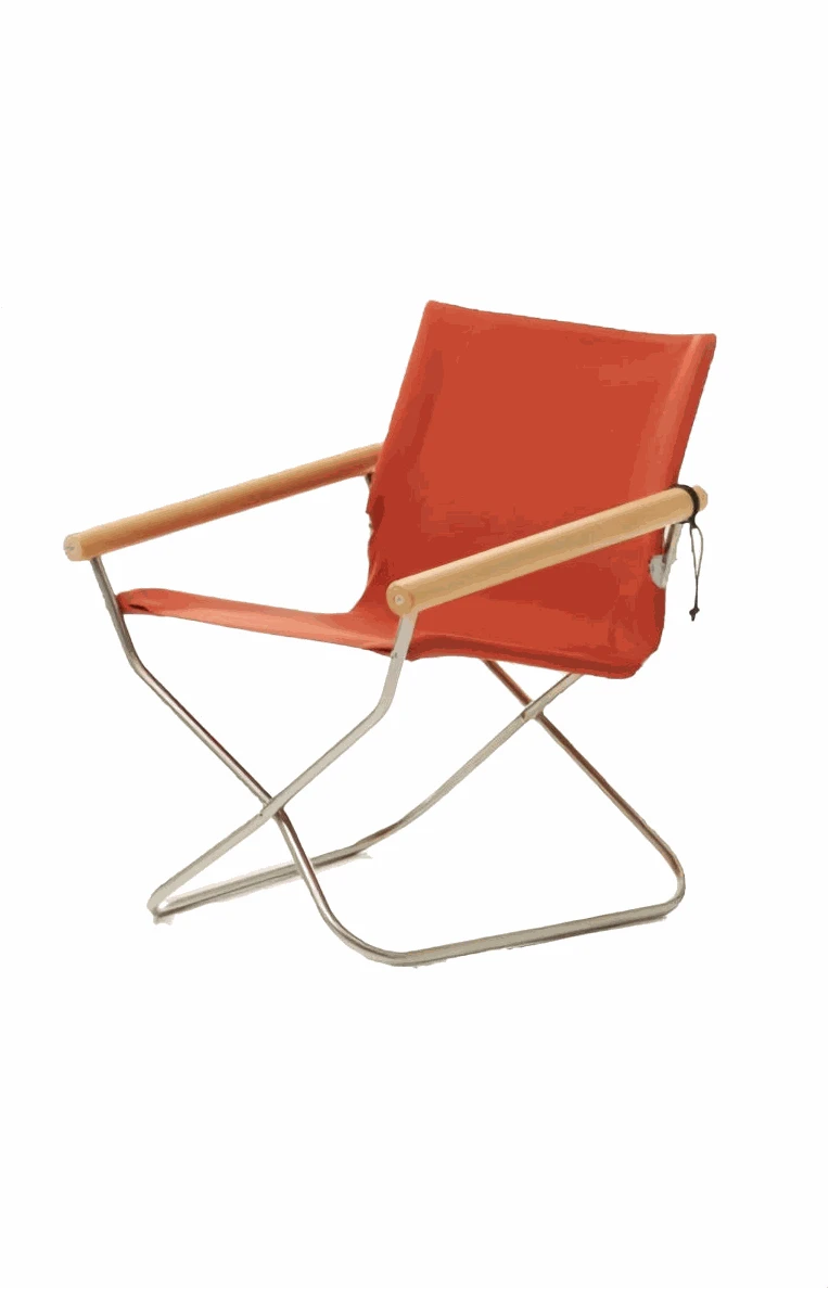Foldable leisure recliner chair with Oxford canvas and beech wood armrests for outdoor and indoor use