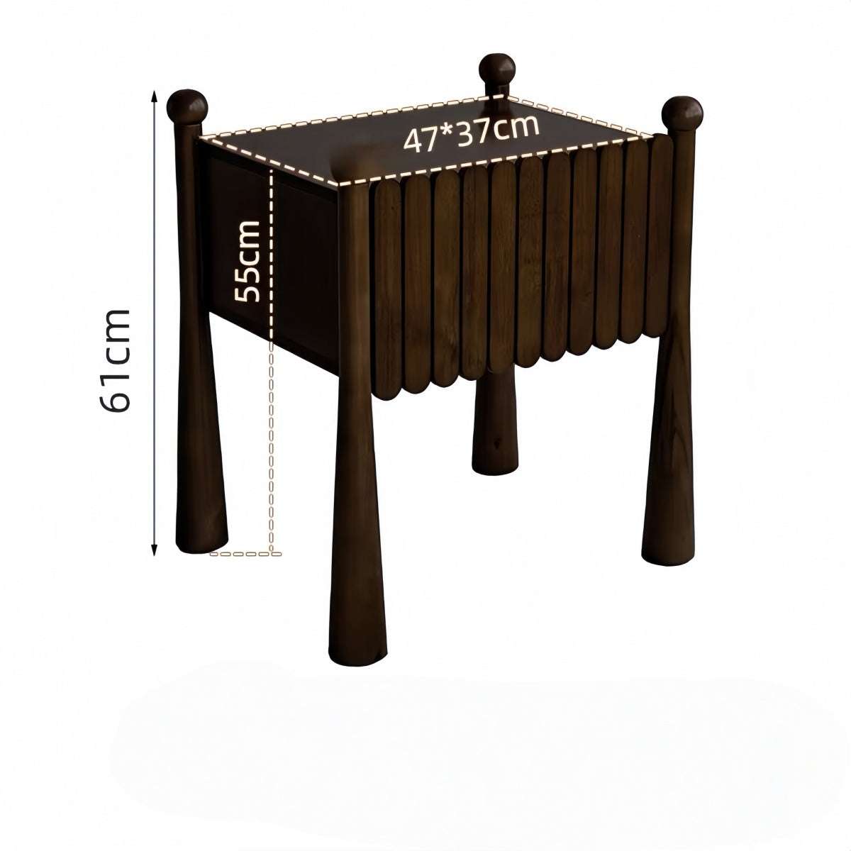 Vintage solid wood bedside table with French mid-century design and hidden drawer