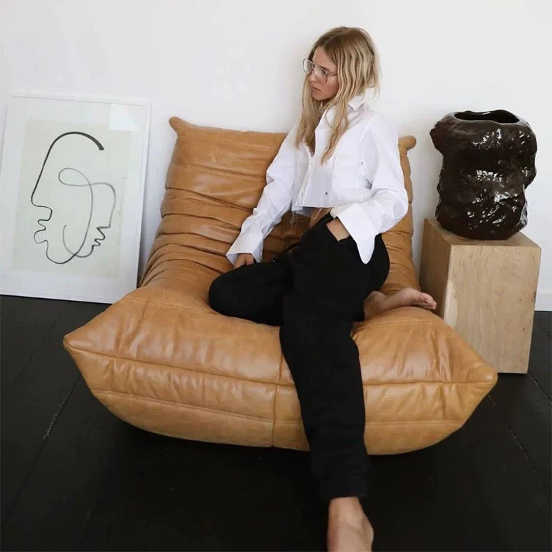 Caterpillar Leather Fireside Chair - sparkledecor.com
