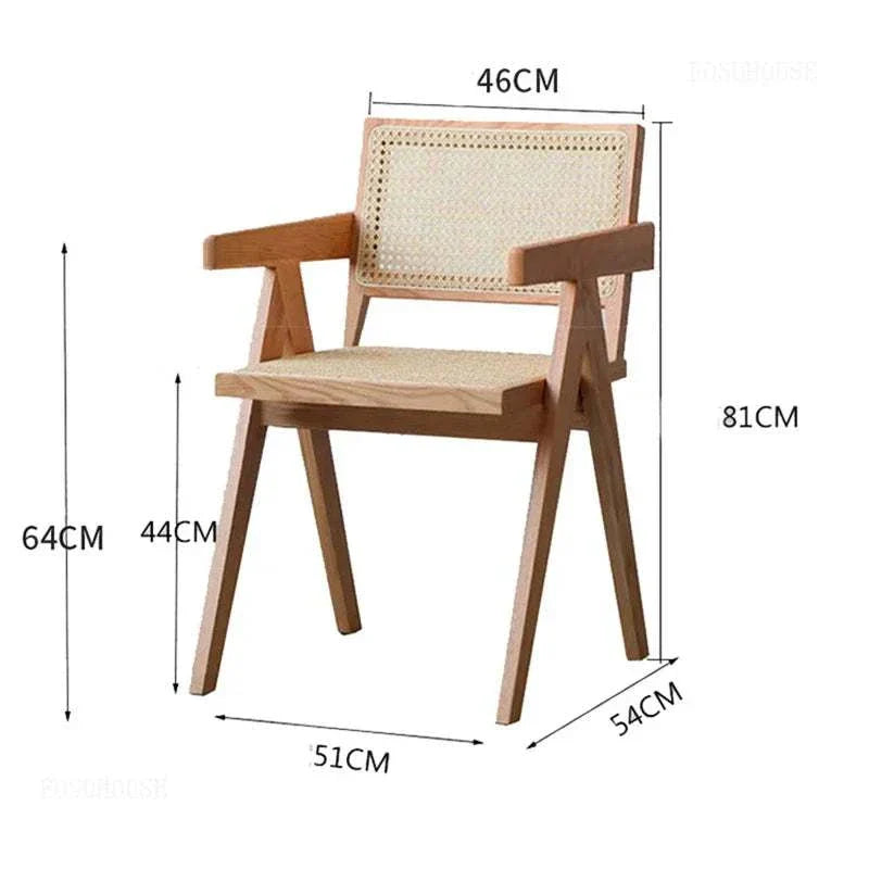 Chandigarh Leisure Rattan Chair with solid rubberwood frame and hand-woven rattan seat in minimalist modern design