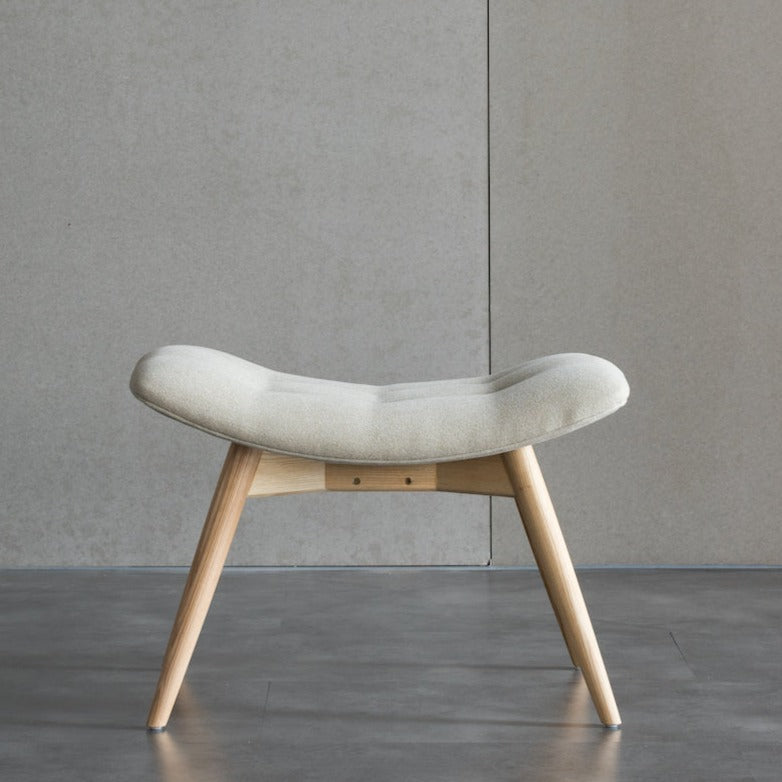 Comfy Chair Leather Ottoman Pouf - Ash Wood & PU Leather - sparkledecor.com