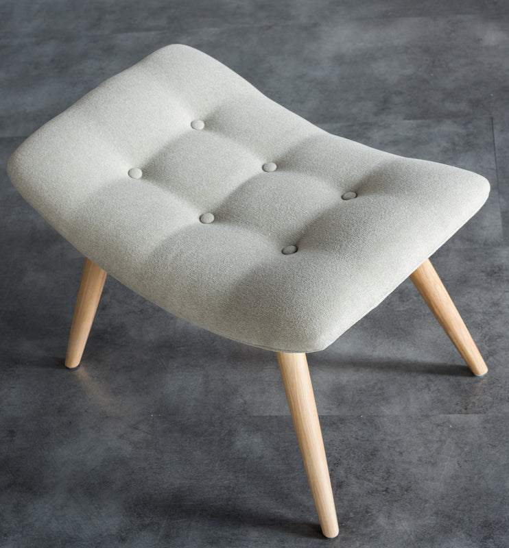 Comfy Chair Leather Ottoman Pouf - Ash Wood & PU Leather - sparkledecor.com