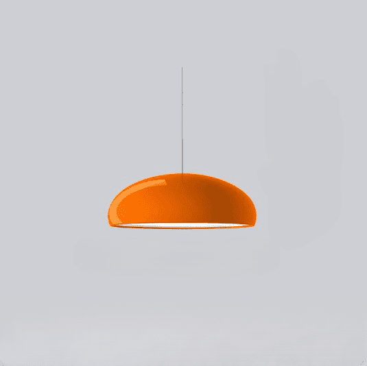 Modern Pendant Lighting with sleek chrome finish and vibrant orange shade for dining rooms