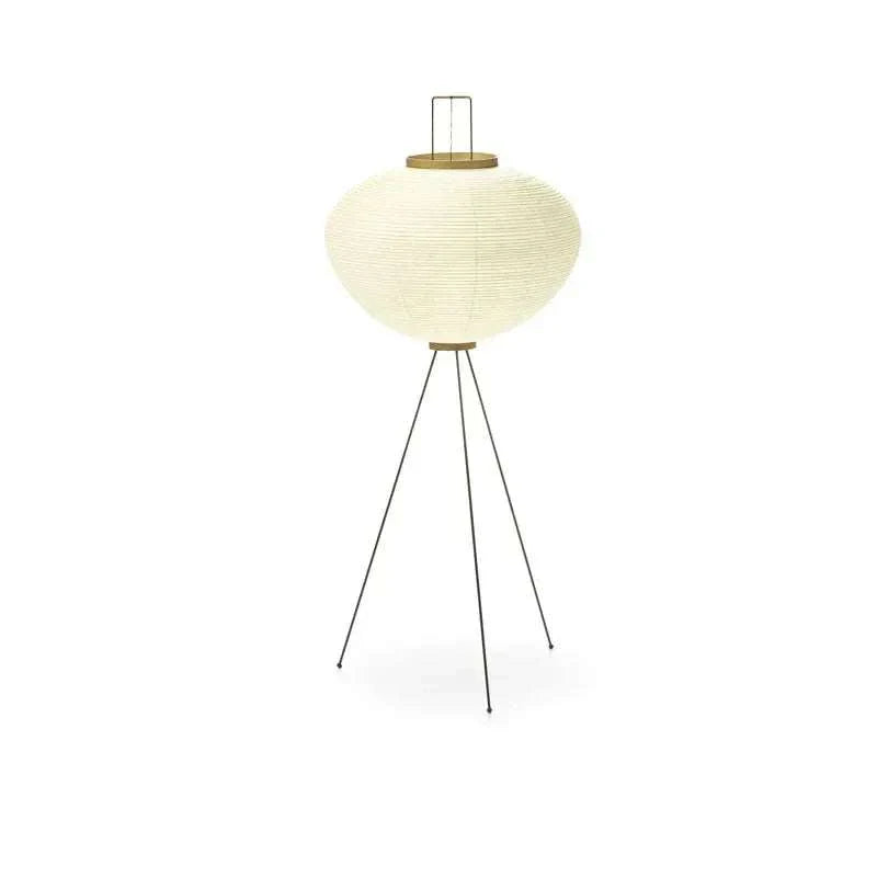 Minimalistic Japanese Noguchi Isamu floor lamp with fabric shade and tripod stand