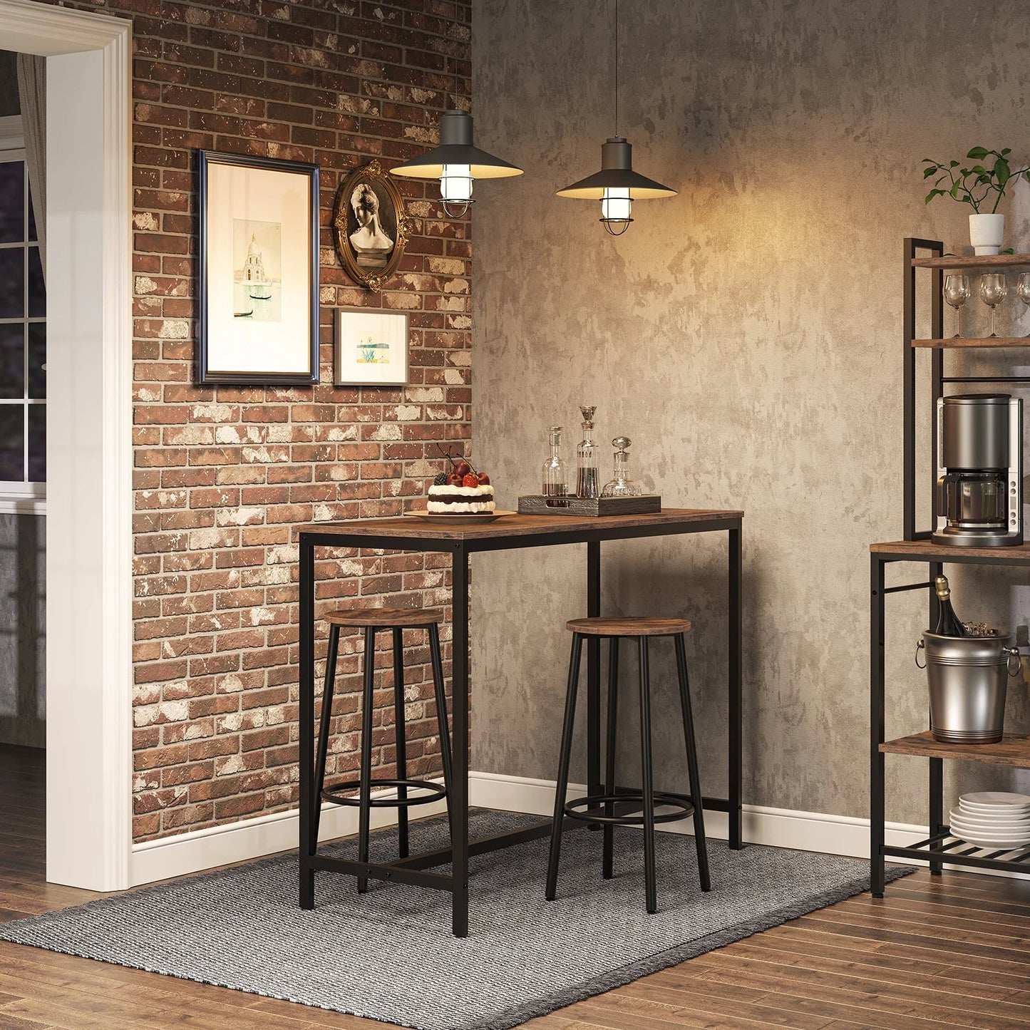 Kitchen Bar Stools with Footrest Set of 2 - sparkledecor.com