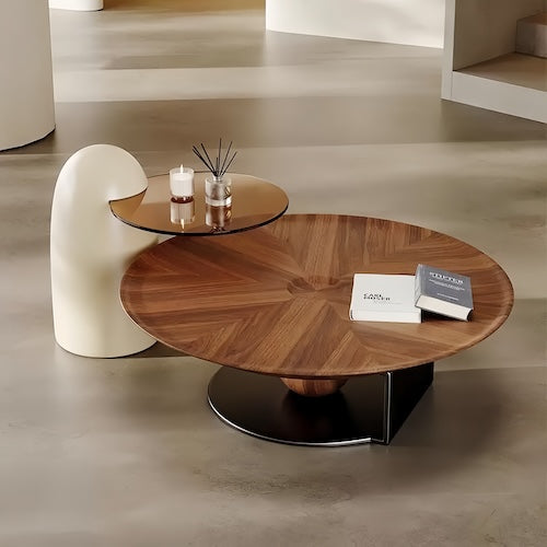 Elegant Walnut Wood Coffee Table Set – A Blend of Modern Minimalism an - sparkledecor.com