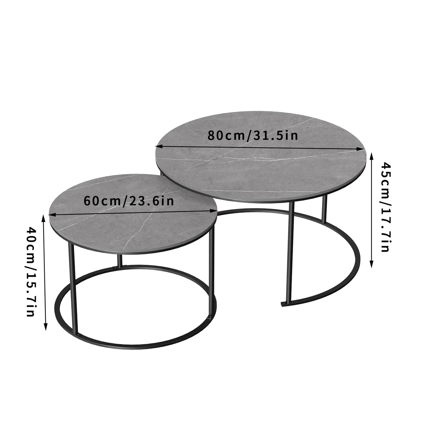 Modern Round Marble Nesting Coffee Table - Set of 2 - sparkledecor.com
