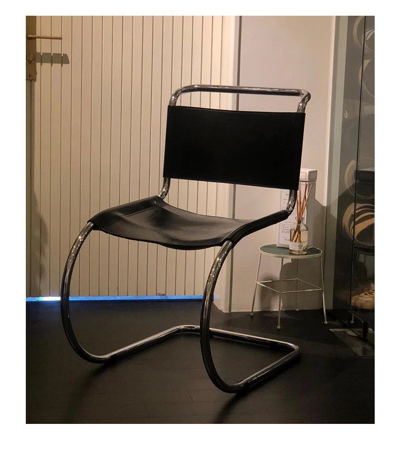 Minimalist Stainless Steel Middle Dining Chair - Modern Style