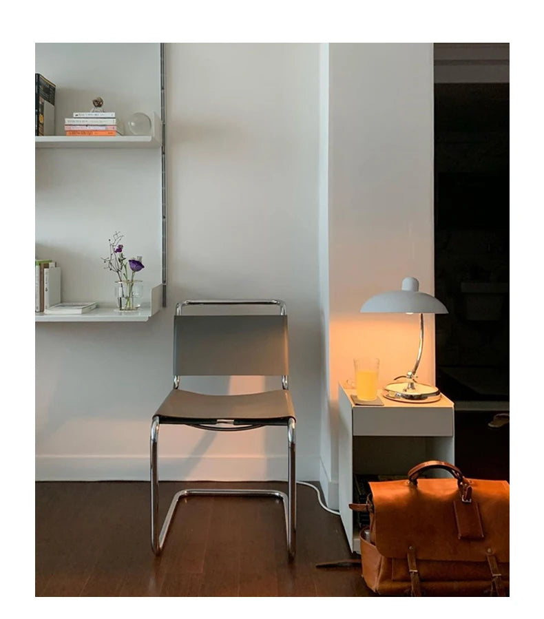 Minimalist Stainless Steel Middle Dining Chair - Modern Style