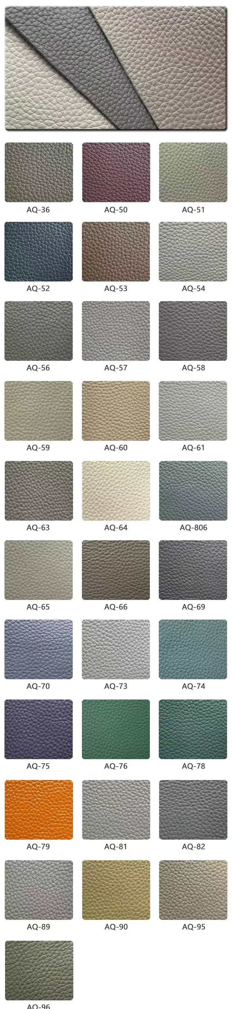 Color swatches for customizable leather corner sofa upholstery in various shades.