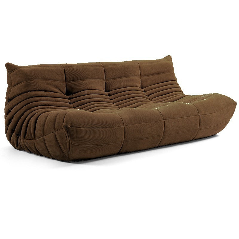 Togo Couch in orange corduroy, 3 seater sofa, vibrant and stylish design - sparkledecor.com