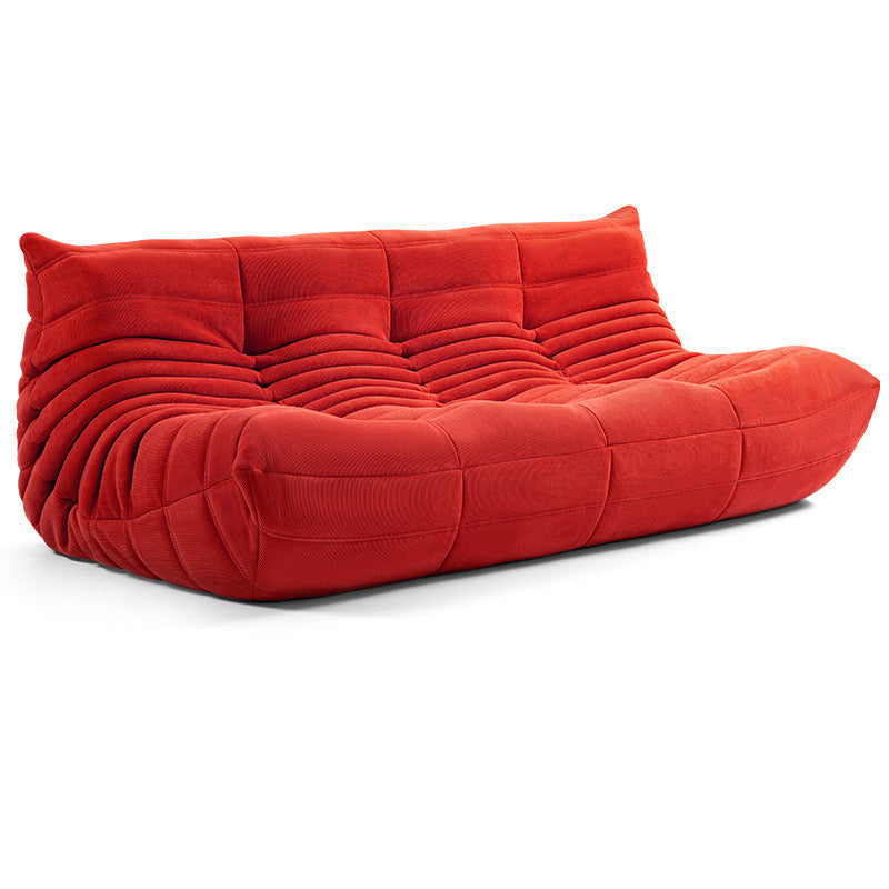 Togo Couch in orange corduroy, 3 seater sofa, vibrant and stylish design - sparkledecor.com