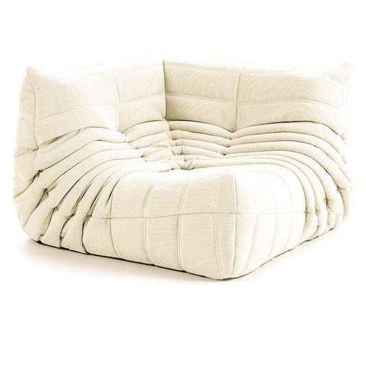 Luxurious Suede Togo Corner Sofa in cream with soft suede upholstery and cozy ergonomic design