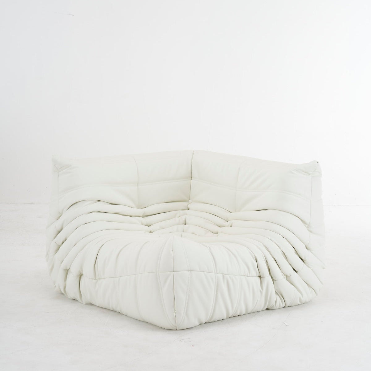Luxurious customizable leather corner sofa in white.