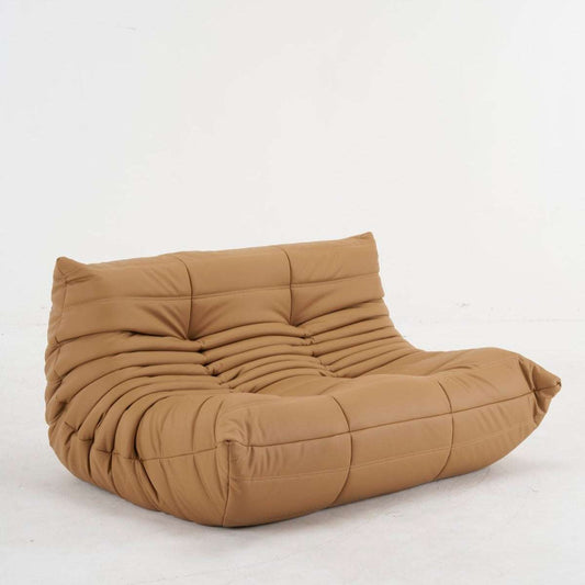 modern luxury togo 2-seater leather sofa in beige with soft, ergonomic design and plush cushions