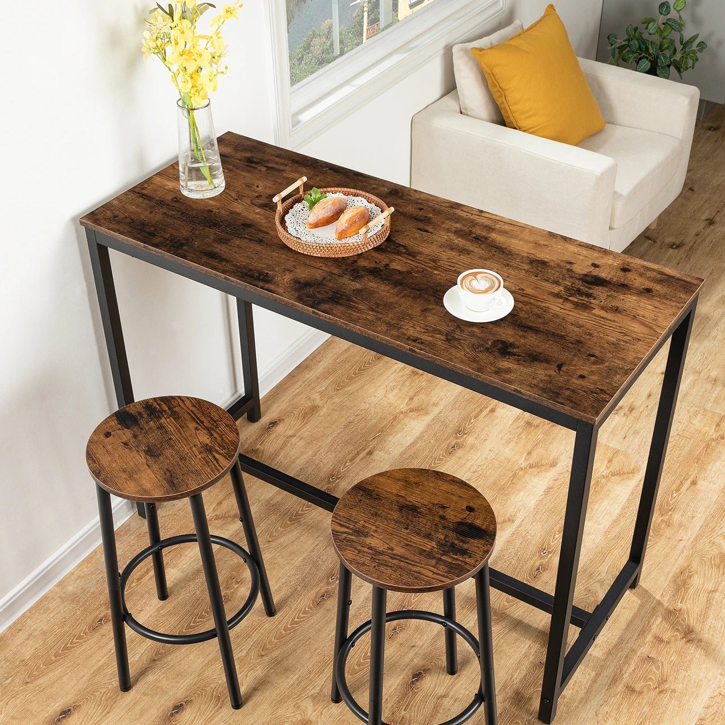 Kitchen Bar Stools with Footrest Set of 2 - sparkledecor.com