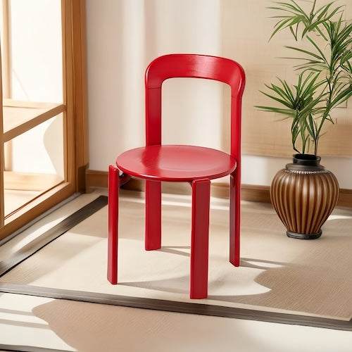 Red Eco-Chic Beech Wood dining chair in modern room setting
