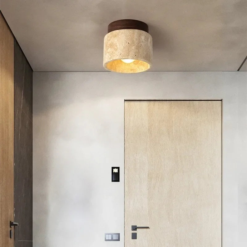 entrance Flush Mount Ceiling Light - Wabi Sabi Yellow Marble Design - sparkledecor.com