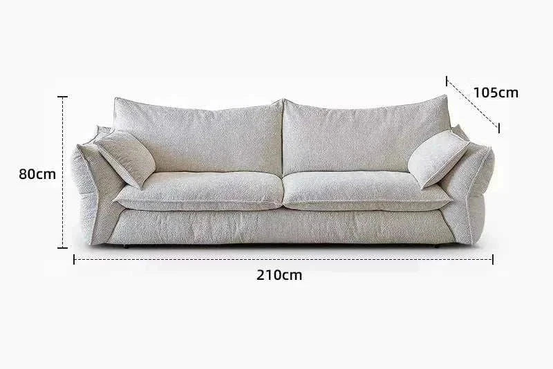 Fabric Sofa - Retro Cream Designer Down-Filled Straight Sofa for Living Room