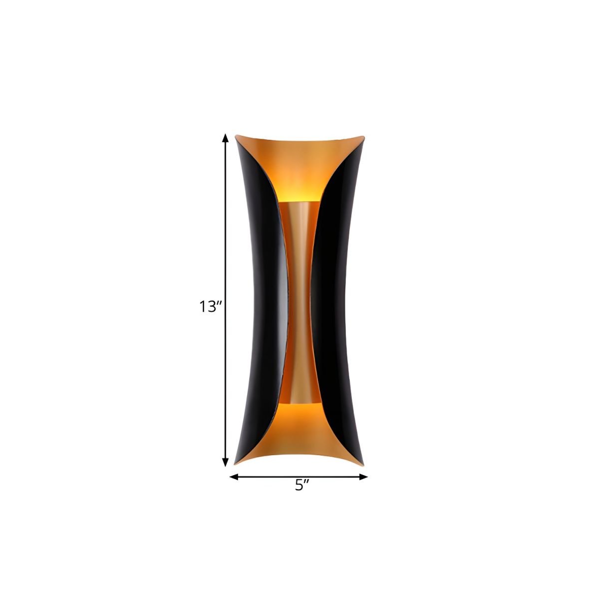 Modern black metallic curl sconce light bulb with warm indoor wall lighting, 13x5 inches, dual light, colonial style