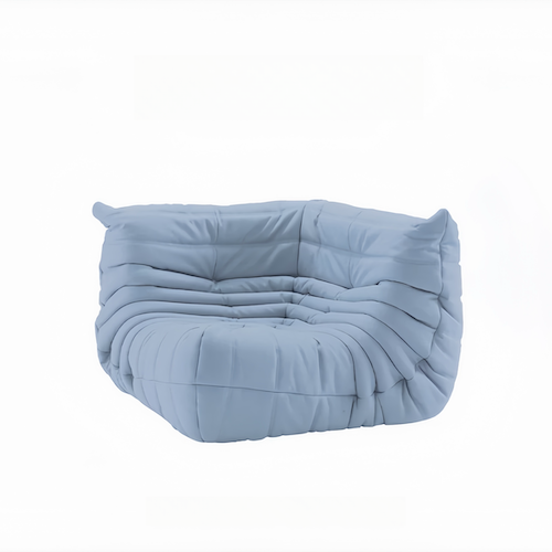 Luxurious Suede Togo Corner Sofa in light blue, offering stylish comfort for modern living rooms - sparkledecor.com