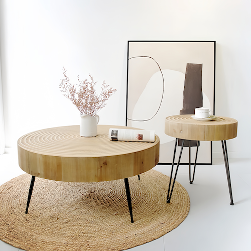 Round Pine Wood Coffee Table for Sale – Minimalist Design for Modern L - sparkledecor.com