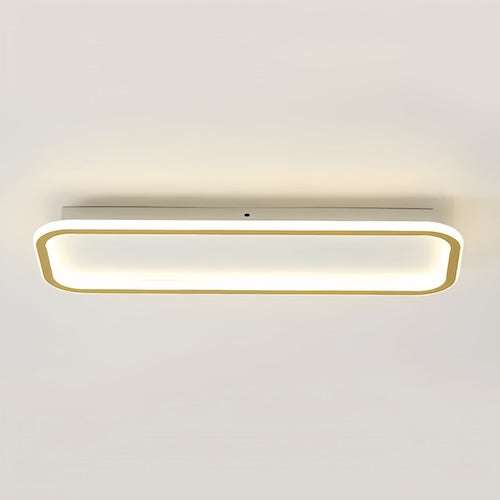 Modern LED ceiling light with golden edge, sleek rectangular design for living room ambiance
