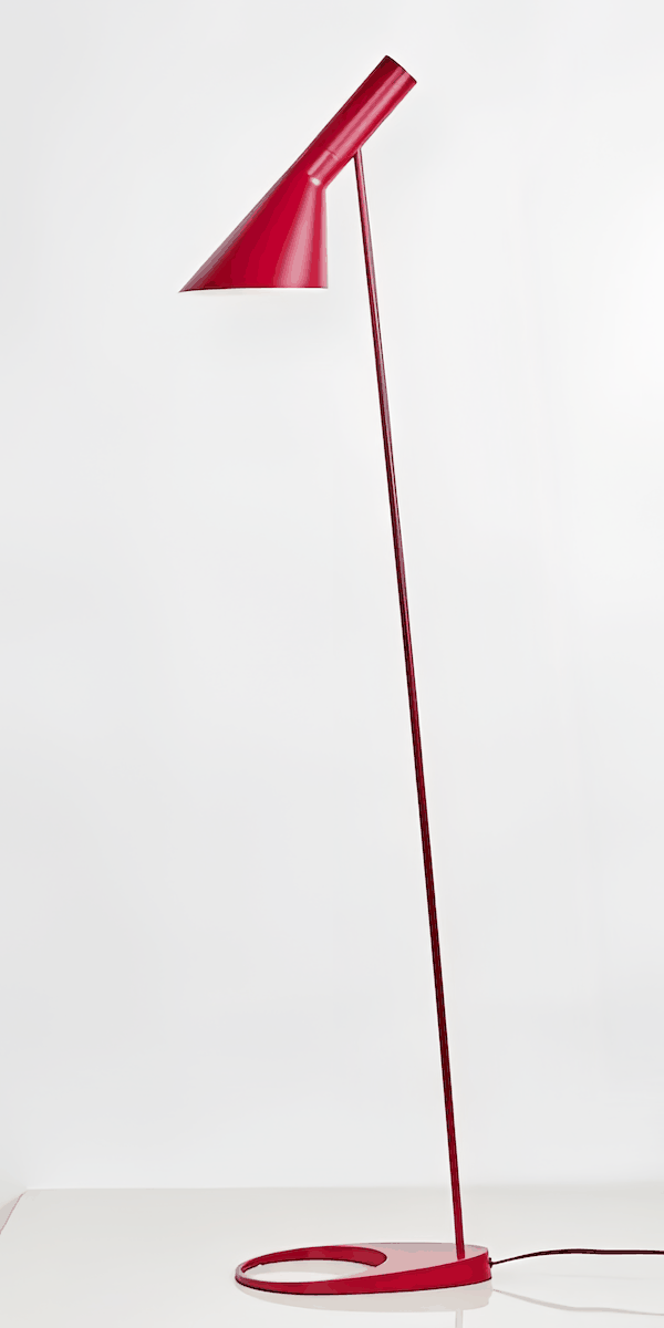 Red Nordic Floor Lamp with adjustable iron shade and minimalist design for living room