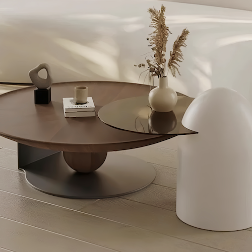 Elegant Walnut Wood Coffee Table Set – A Blend of Modern Minimalism an - sparkledecor.com