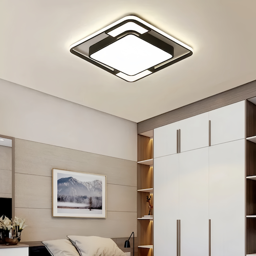Modern Square Black Ceiling Light | LED, Dimmable, Perfect for Any Roo - sparkledecor.com