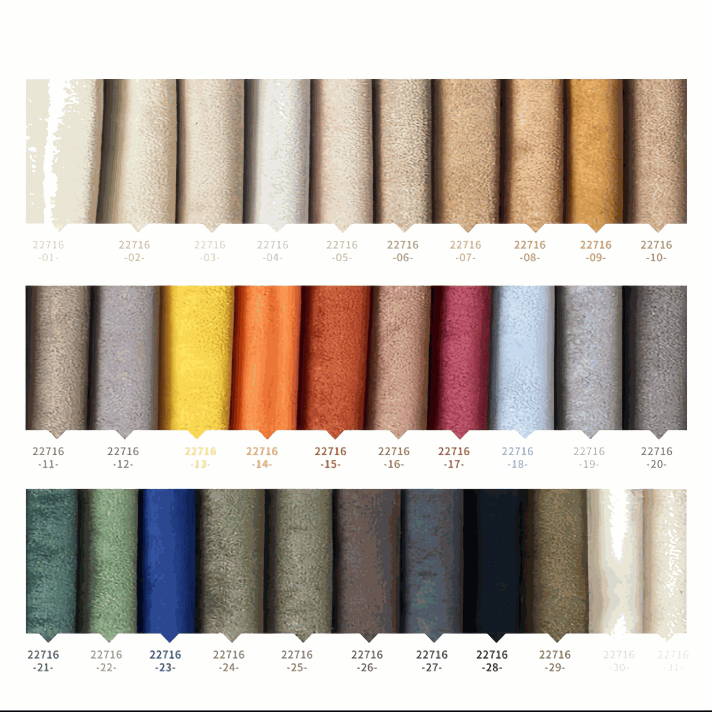 Togo Couch 3-Seater suede fabric color swatches for customizable luxurious sofa options