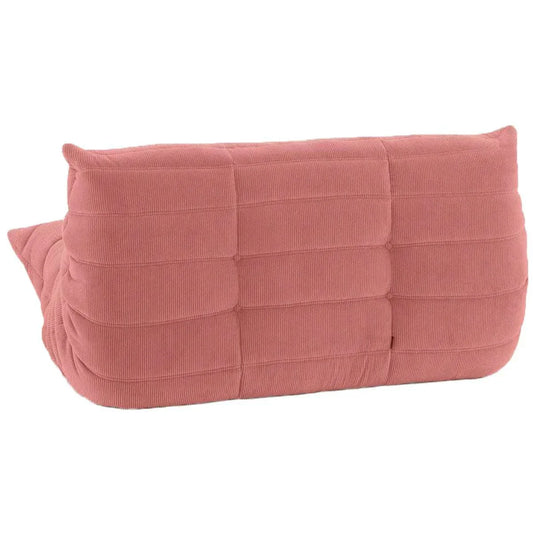 Caterpillar small 2 seater sofa in pink corduroy fabric with ergonomic quilted design