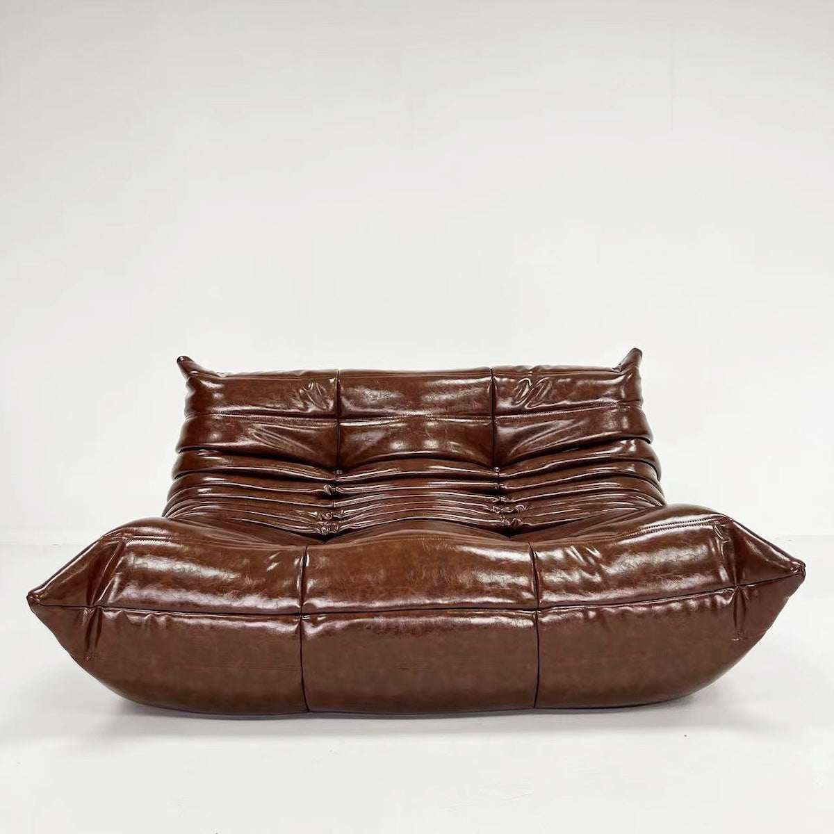 togo 2 seater sofa in brown, oil wax leather - sparkledecor.com