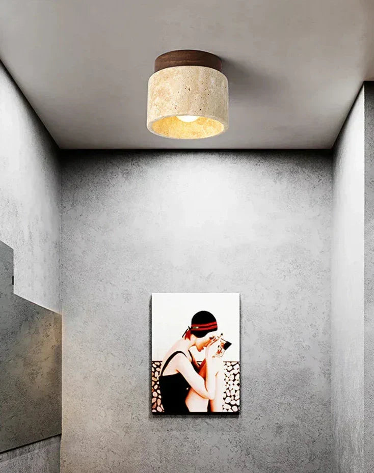 wabi sabi style Flush Mount Ceiling Light - Wabi Sabi Yellow Marble Design- sparkledecor.com