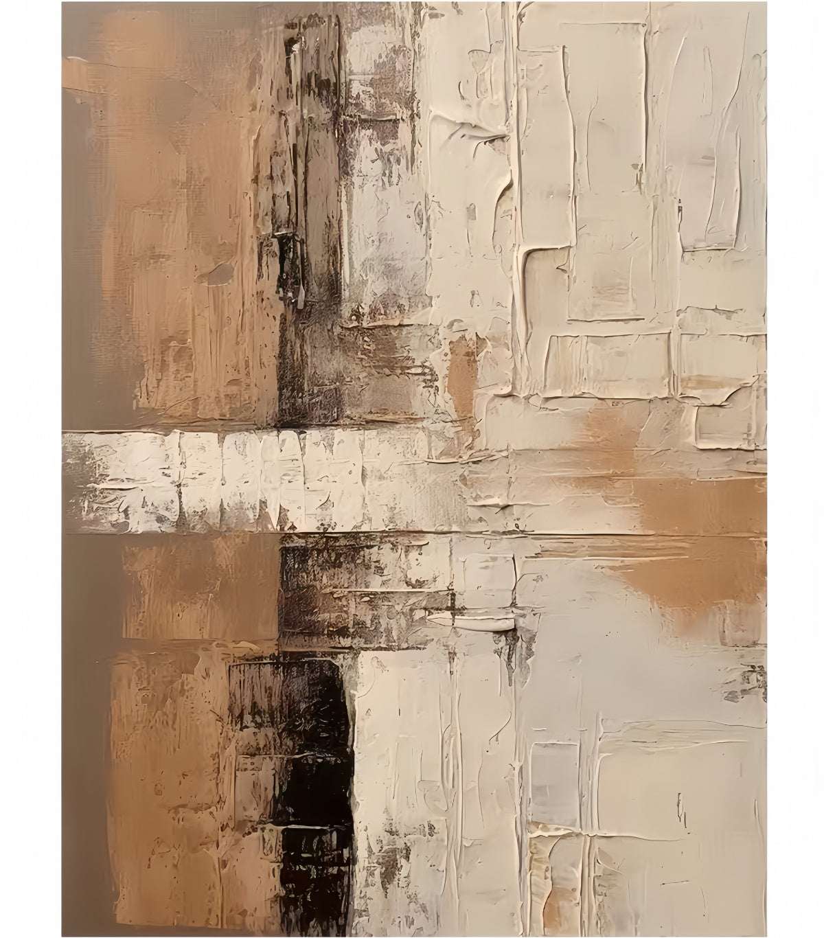 Hand-painted oil painting on cotton-linen canvas with warm modern minimalist abstract design for living room decor