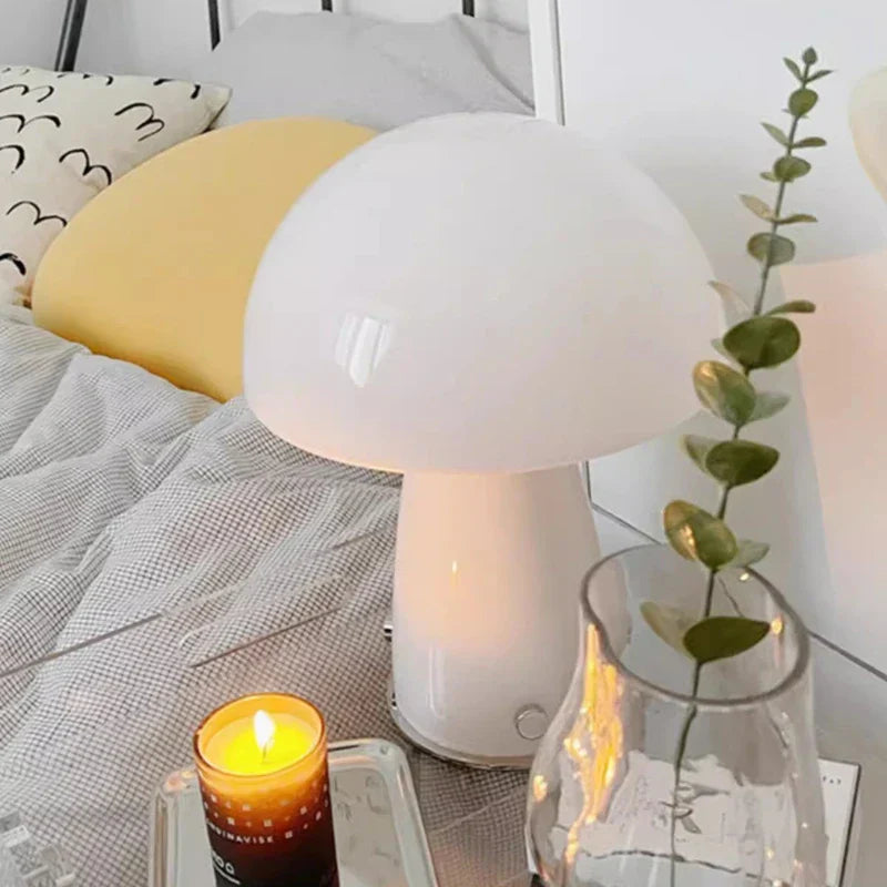 Whimsical Bedside Table Lamp: Small Mushroom Night Light - sparkledecor.com