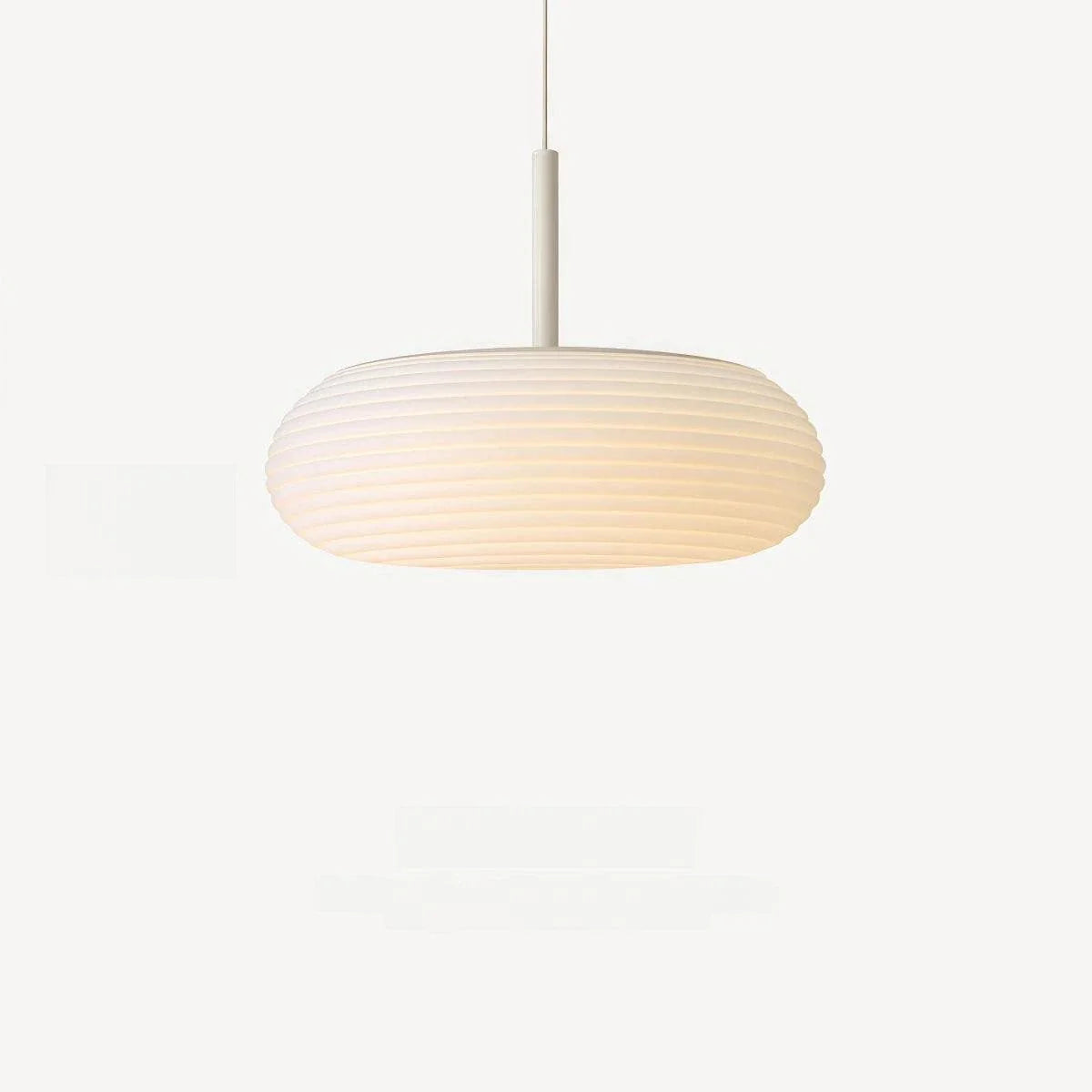 Minimalist Nordic pendant light with ribbed oval lampshade and adjustable cord for dining room and bedroom