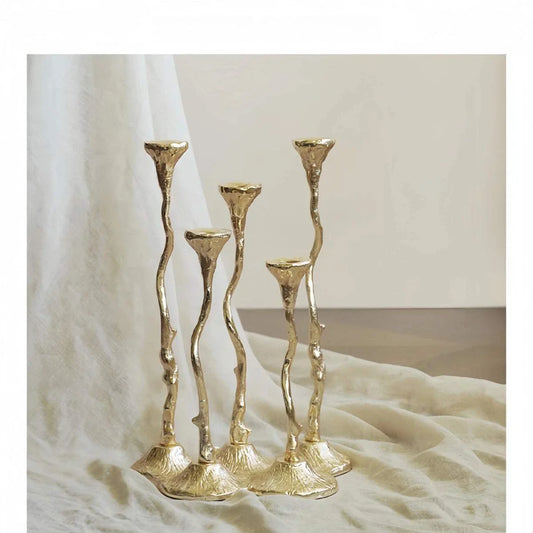 Elegant French vintage candelabra in aluminum with retro branch design for villa decor