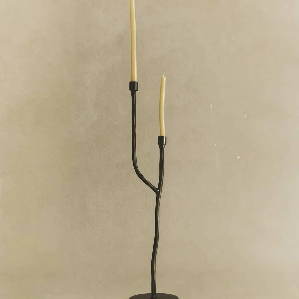 Matte black iron candelabra with European retro design for tabletop decor