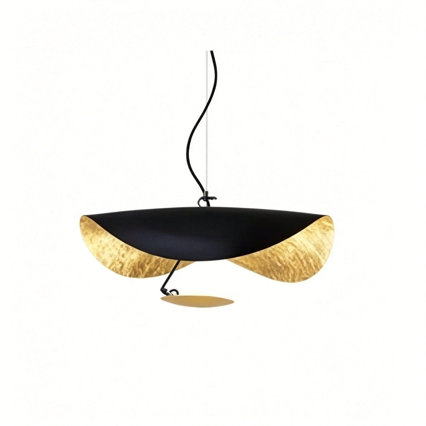 Modern minimalist luxury black and gold foil chandelier with LED light for living and dining room